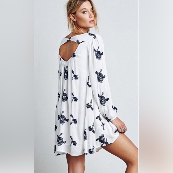 Free People White and Black Floral Mini Dress - Picture 2 of 16